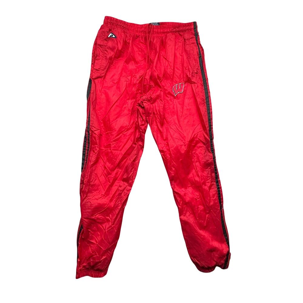 Vintage Pro Player Wisconsin Badgers Windbreaker Track Pants Mens Medium Red
